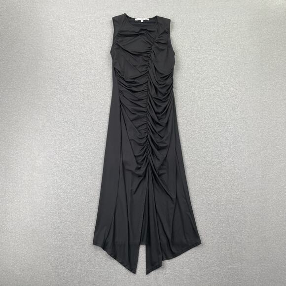 Collective Concepts Dress Size S Black Ruched Sleeveless Stretchy Bodycon Midi - Picture 14 of 14